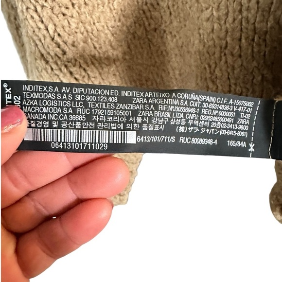 Zara Light Brown Long Sleeve Crop Soft Knit Sweater sz S - Picture 6 of 7